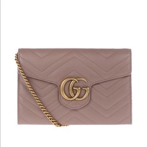 Gucci Marmont Wallet on a Chain Dusty Rose
